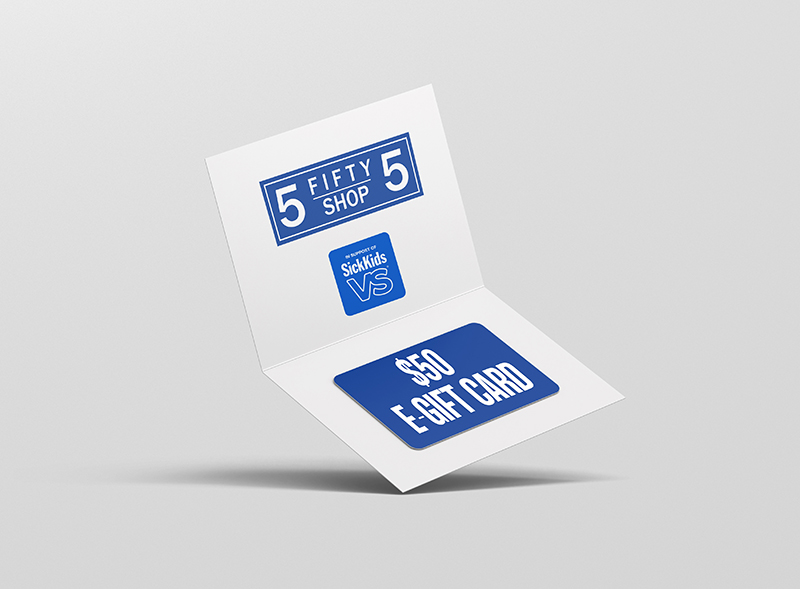 Close up of $50 gift card