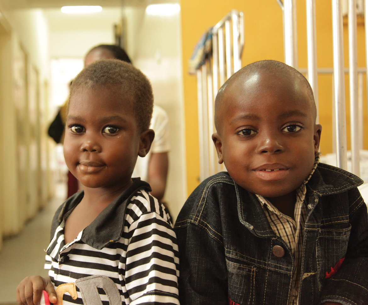 two children in hospital room