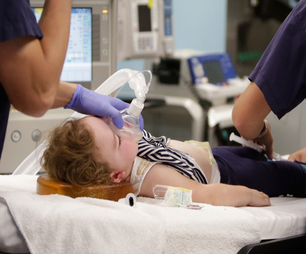 SickKids patient with breathing apparatus 